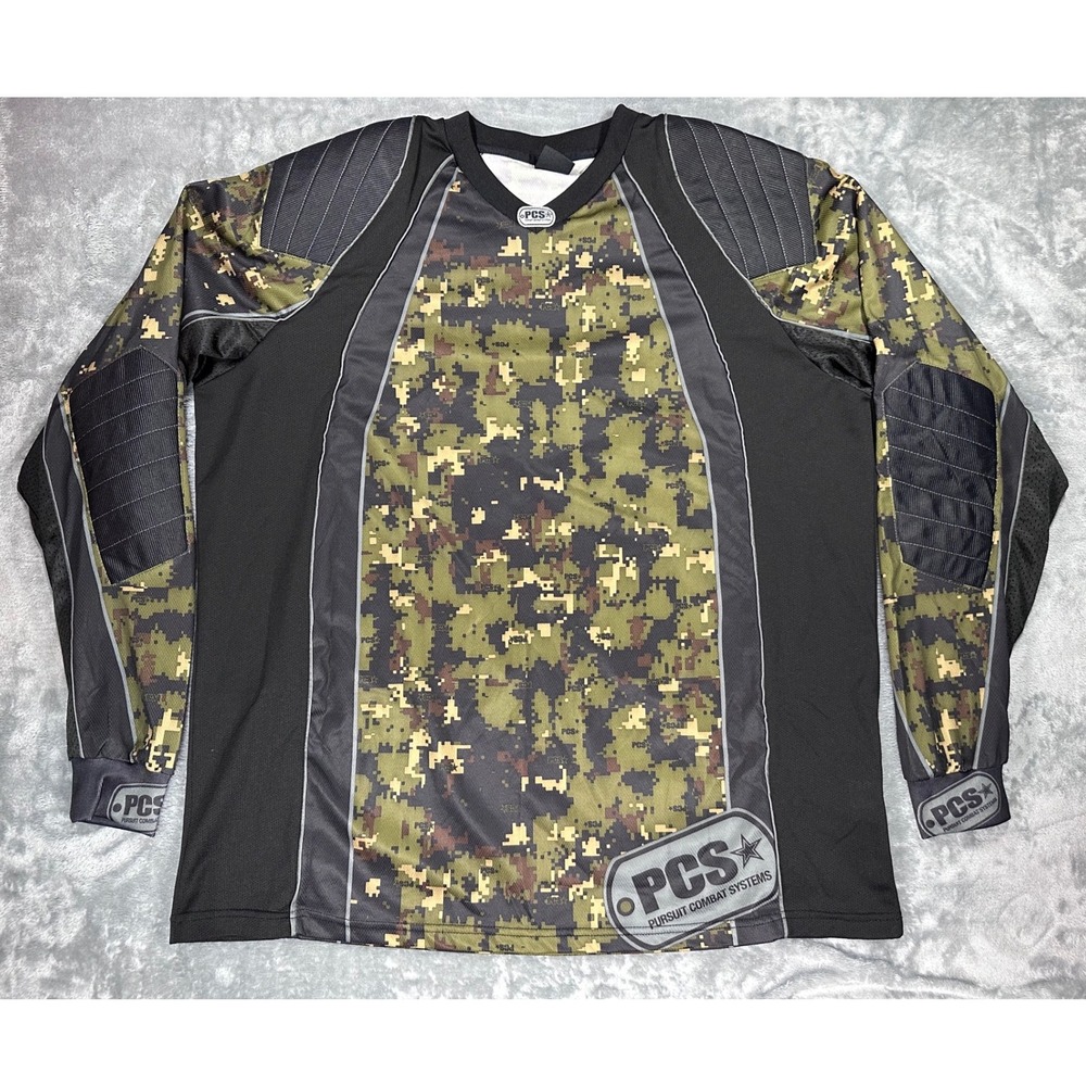 PCS Pursuit Combat Systems Paintball Jersey Digital Camo Padded XXL Mens Black